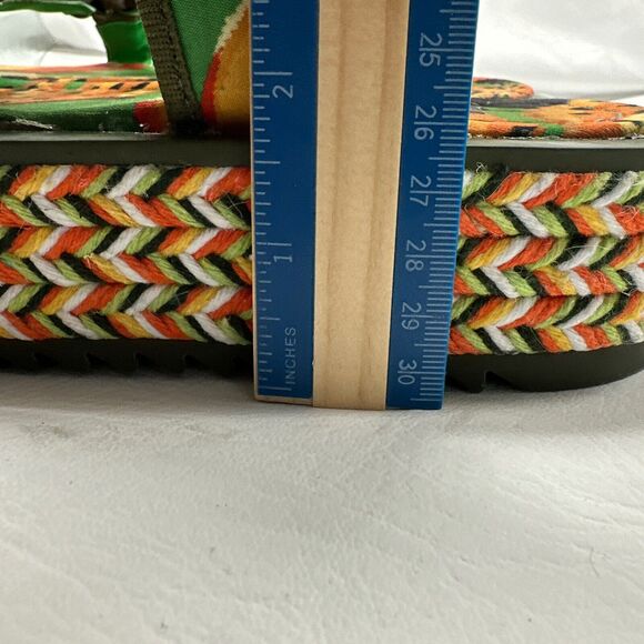 Farm Rio Sandals Women's Size 9 Green Toucans Flatform Raffia Green Multicolor - Picture 6 of 16